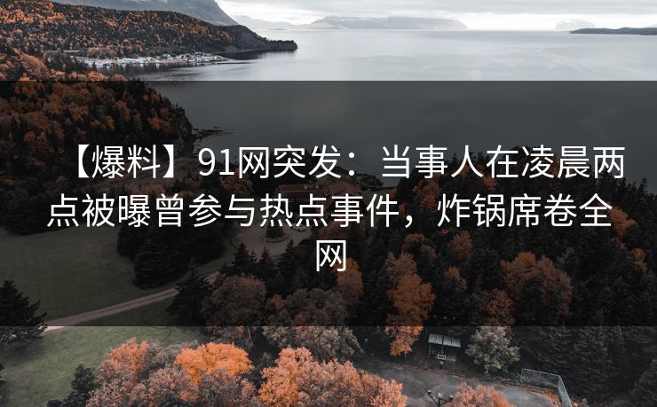 【爆料】91网突发：当事人在凌晨两点被曝曾参与热点事件，炸锅席卷全网